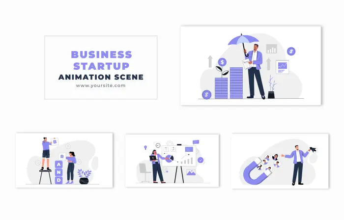 Startup Success Journey Flat Design Animation Scene